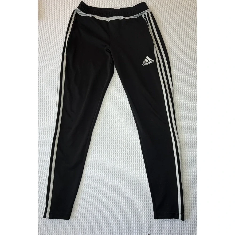 Adidas Climacool Soccer Training Pants Mens Small Black White Stripe Joggers